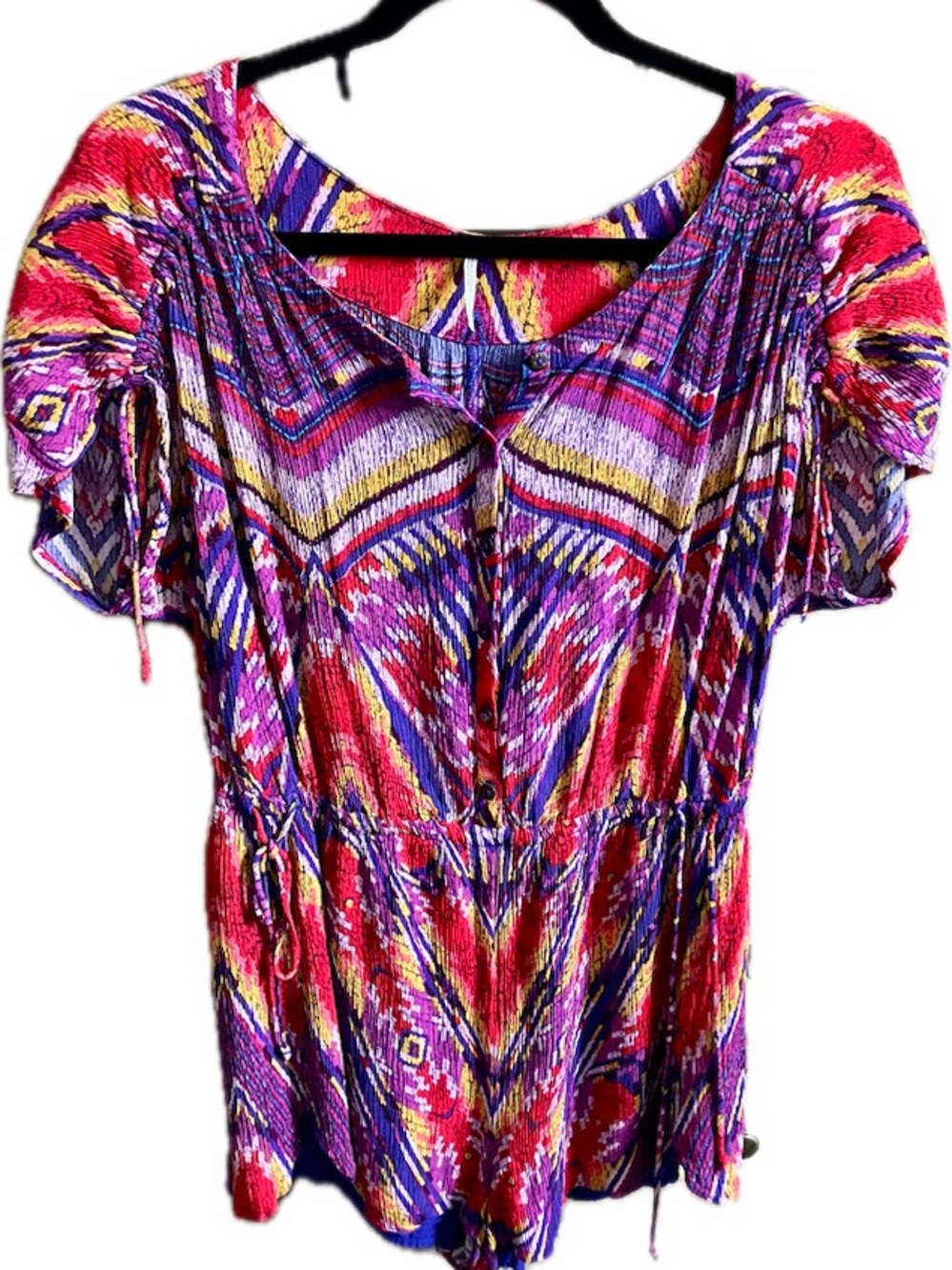 Free People Dream All Night Colorful Romper in Pink & Purple